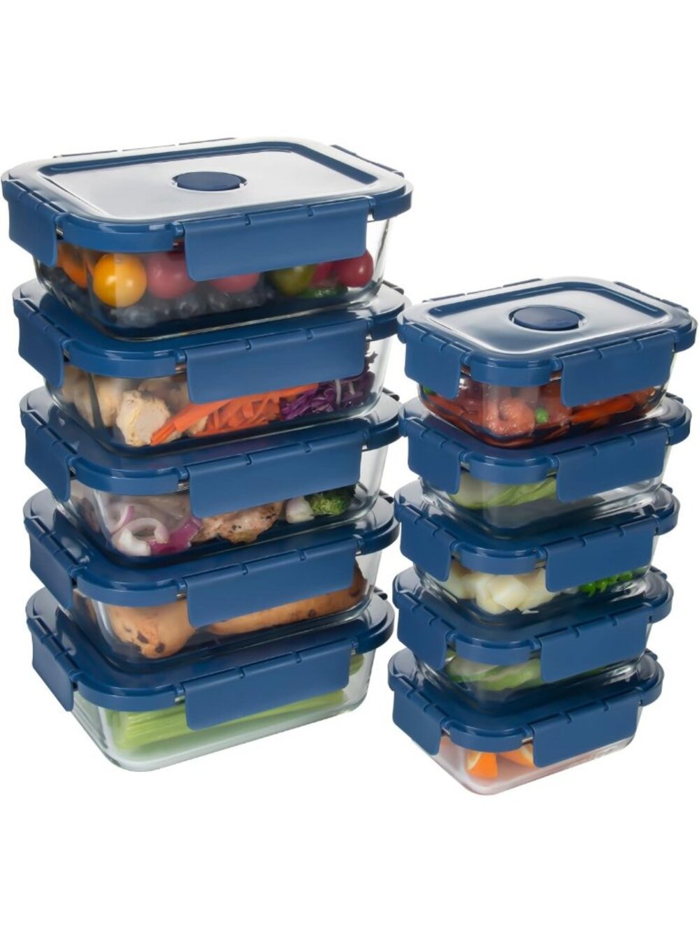 10-Pack Glass Meal Prep Containers with Lids, BPA-Free Food Storage Set